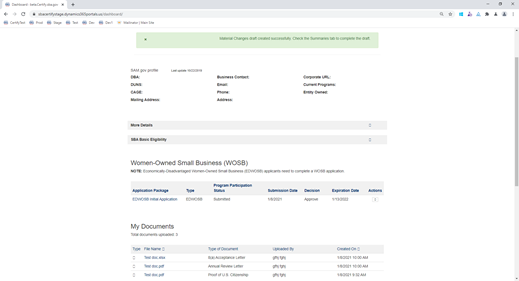 Image depicting that the system will generate a confirmation message at the top of the screen in a green box.